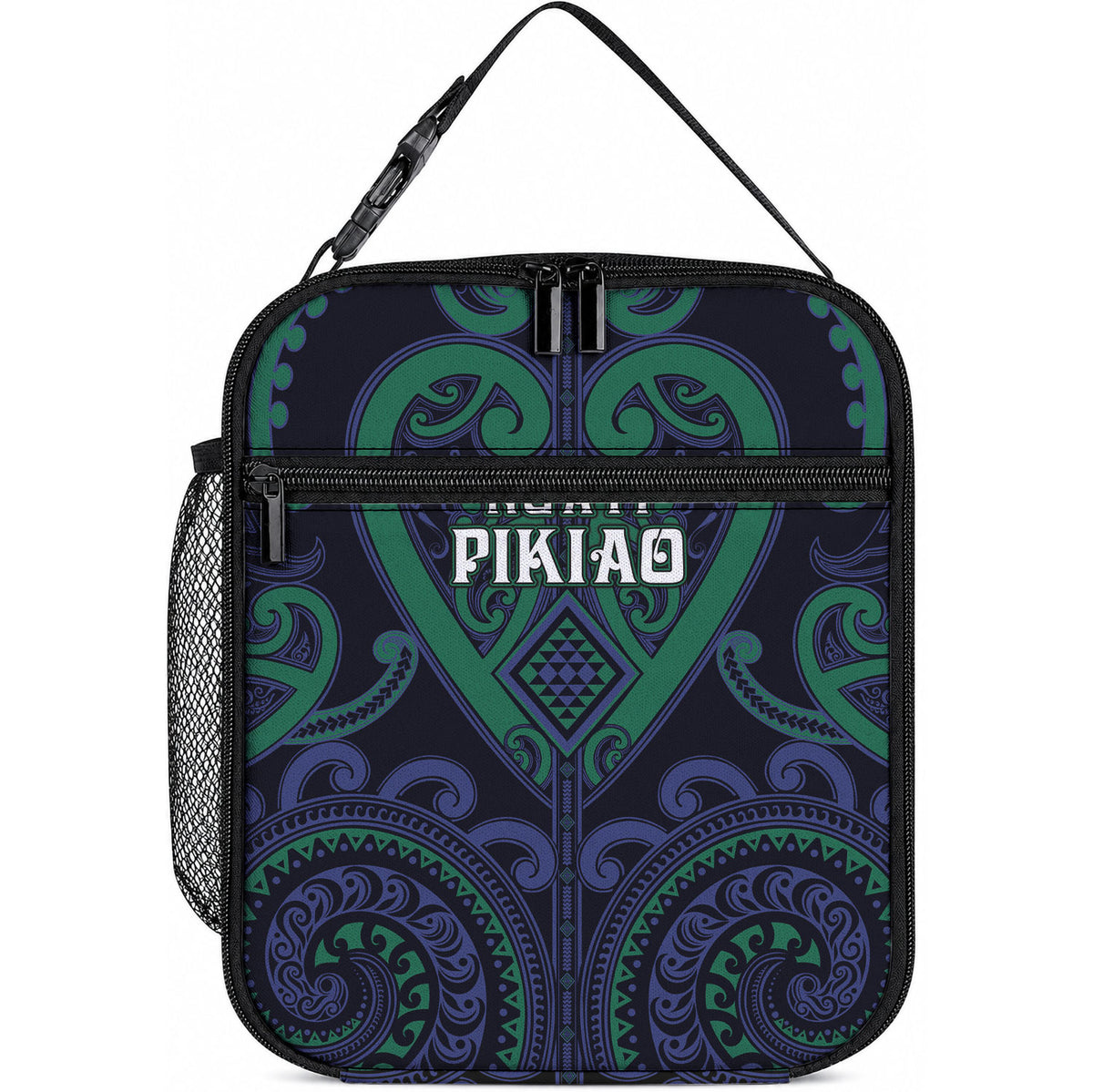 Aotearoa Ngati Pikiao Lunch Bag Maori Tribal Pattern LT05 10.2 × 8.3 × 4.3 inch Green - Polynesian Pride