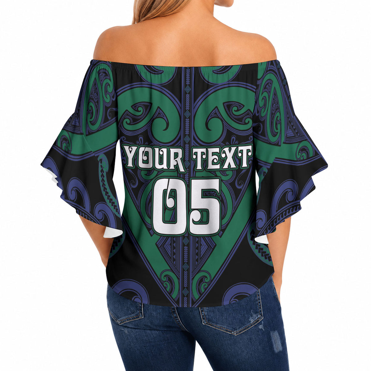 Custom Aotearoa Ngati Pikiao Off Shoulder Wrap Waist Top Maori Tribal Pattern LT05 - Polynesian Pride