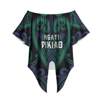 Custom Aotearoa Ngati Pikiao Off Shoulder Wrap Waist Top Maori Tribal Pattern LT05 - Polynesian Pride