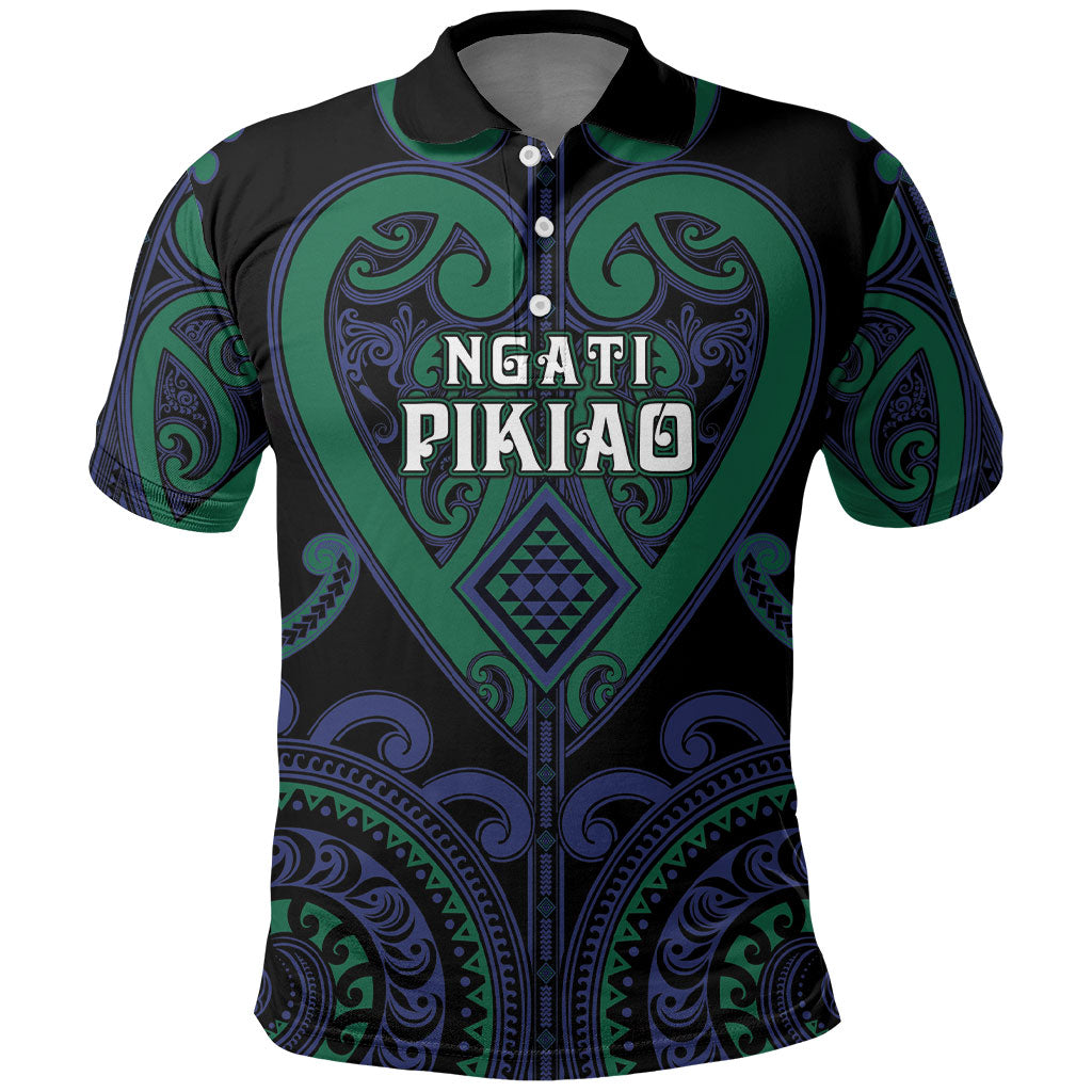 Custom Aotearoa Ngati Pikiao Polo Shirt Maori Tribal Pattern LT05 Green - Polynesian Pride