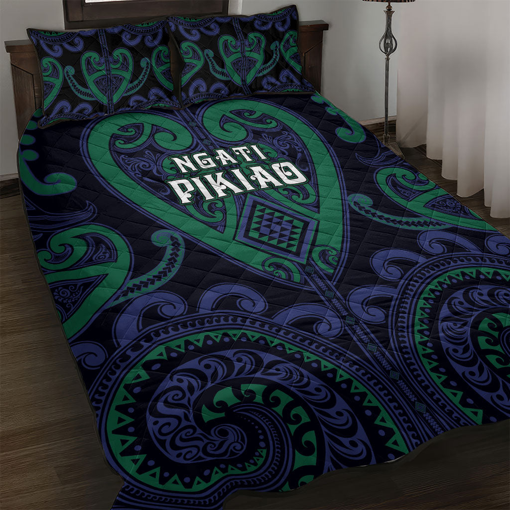 Aotearoa Ngati Pikiao Quilt Bed Set Maori Tribal Pattern LT05 Green - Polynesian Pride