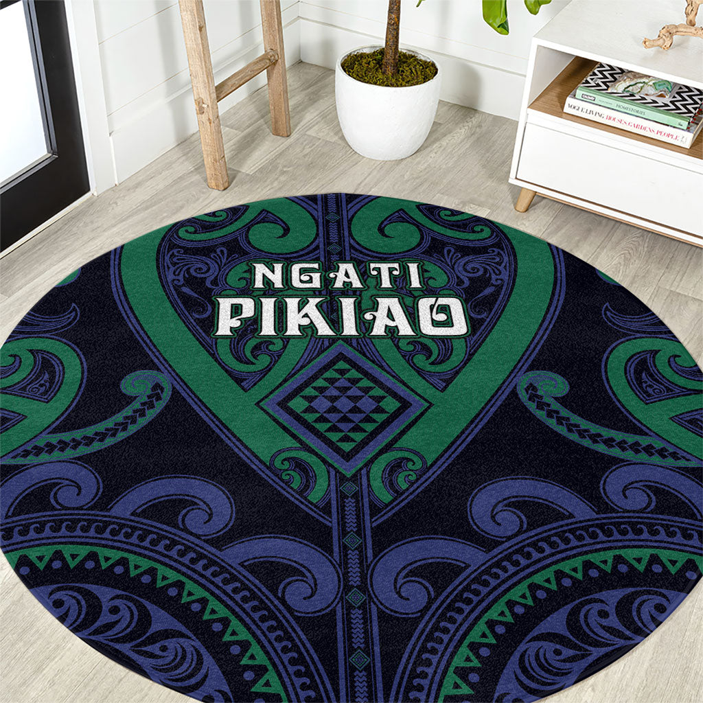 Aotearoa Ngati Pikiao Round Carpet Maori Tribal Pattern LT05 Green - Polynesian Pride