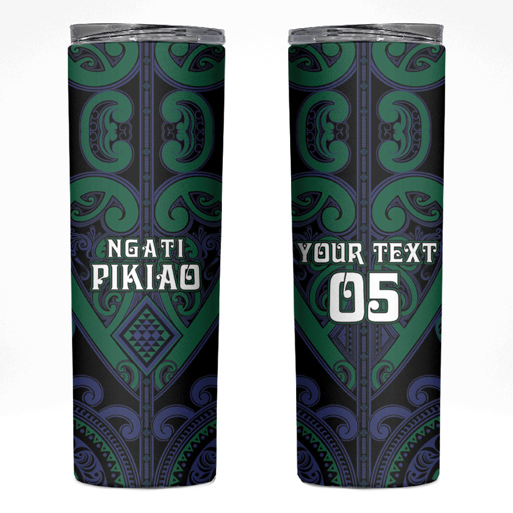 Custom Aotearoa Ngati Pikiao Skinny Tumbler Maori Tribal Pattern LT05 Green - Polynesian Pride