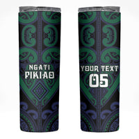 Custom Aotearoa Ngati Pikiao Skinny Tumbler Maori Tribal Pattern LT05 Green - Polynesian Pride