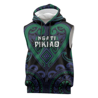 Custom Aotearoa Ngati Pikiao Sleeveless Hoodie Maori Tribal Pattern LT05 Green - Polynesian Pride