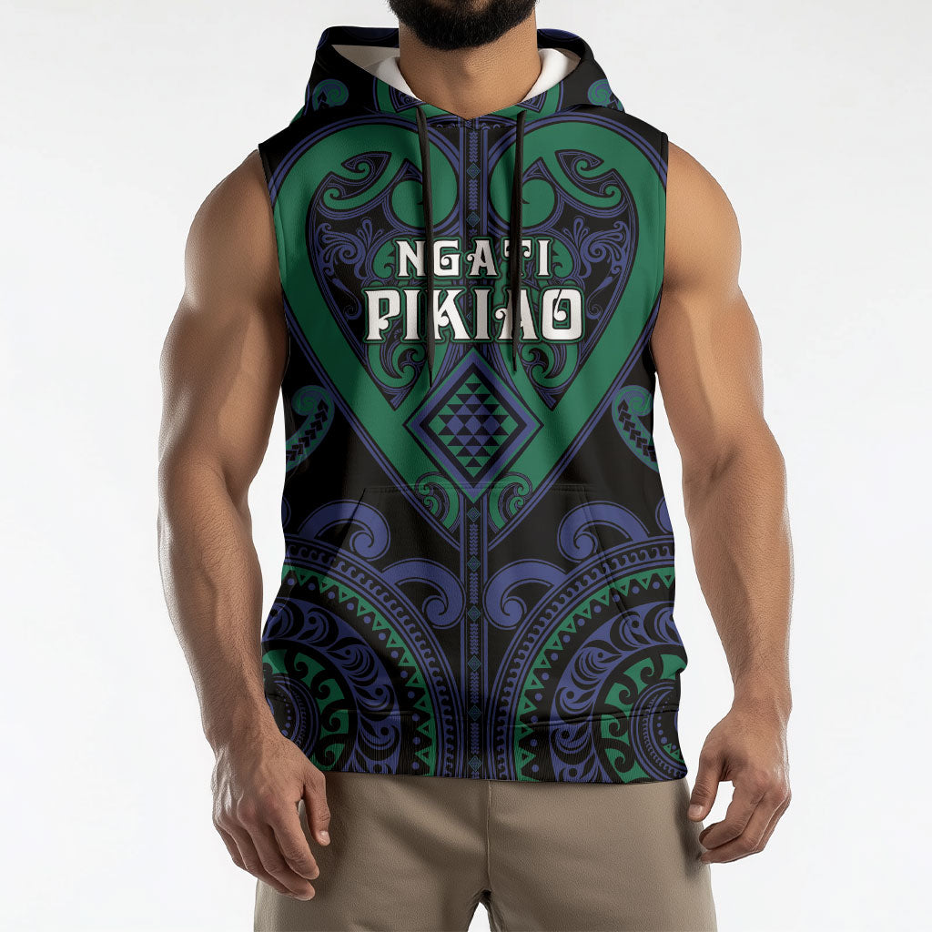 Custom Aotearoa Ngati Pikiao Sleeveless Hoodie Maori Tribal Pattern LT05 - Polynesian Pride