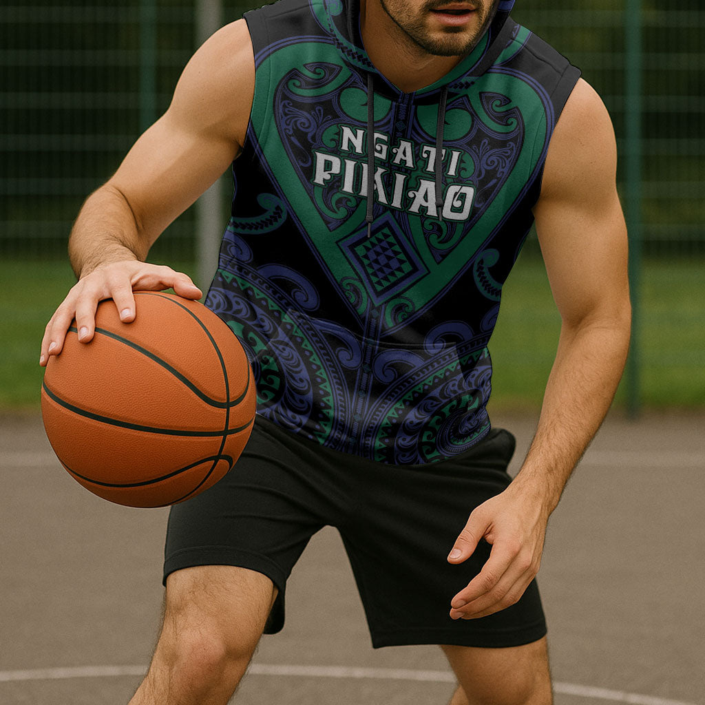 Custom Aotearoa Ngati Pikiao Sleeveless Hoodie Maori Tribal Pattern LT05 - Polynesian Pride