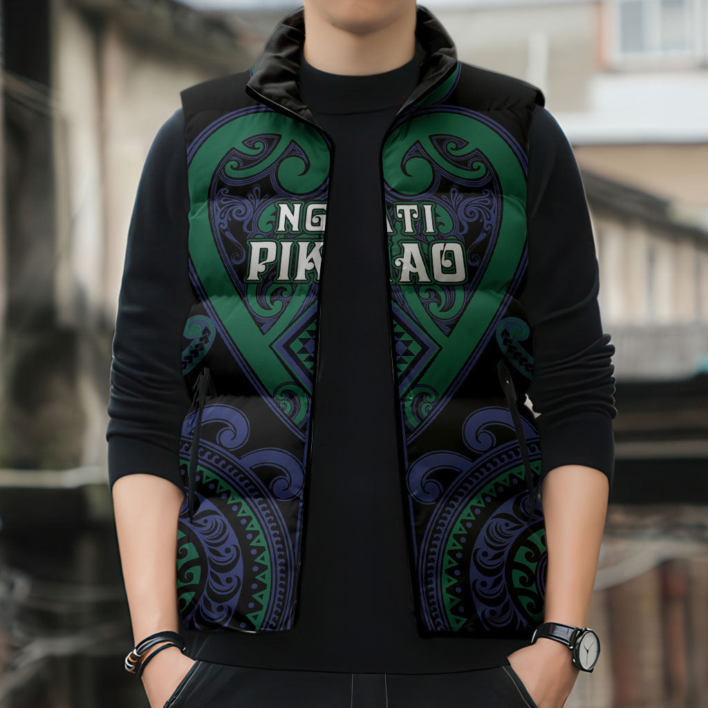 Custom Aotearoa Ngati Pikiao Sleeveless Puffer Jacket Maori Tribal Pattern LT05 - Polynesian Pride