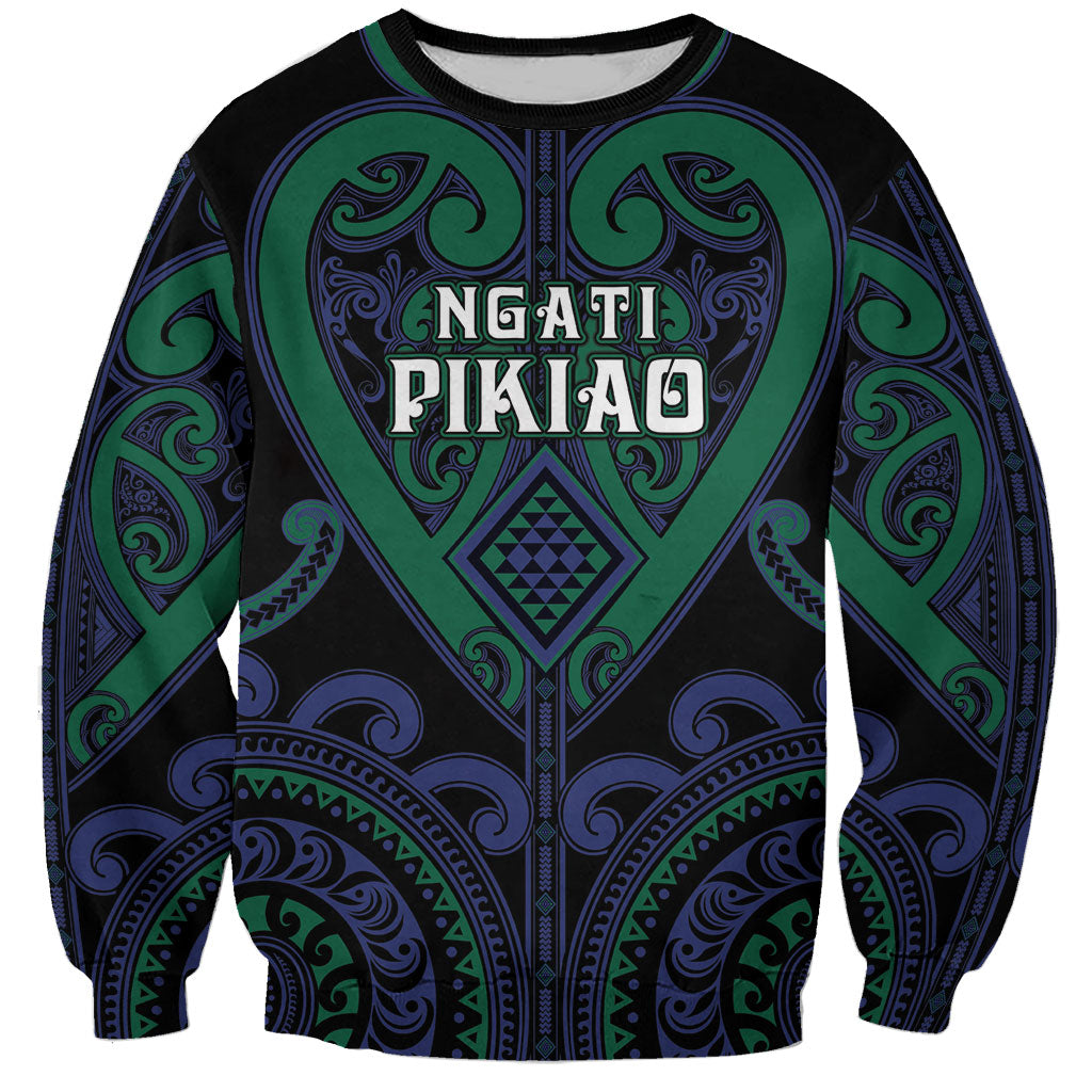 Custom Aotearoa Ngati Pikiao Sweatshirt Maori Tribal Pattern LT05 Unisex Green - Polynesian Pride