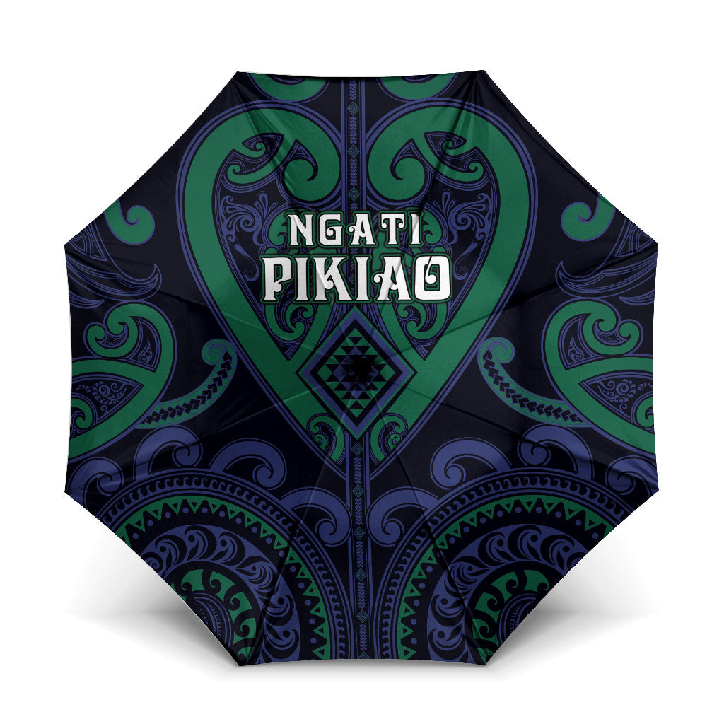 Aotearoa Ngati Pikiao Umbrella Maori Tribal Pattern LT05 One Size Folded 11.42 inch Opened Diameter 37.4 inch Green - Polynesian Pride