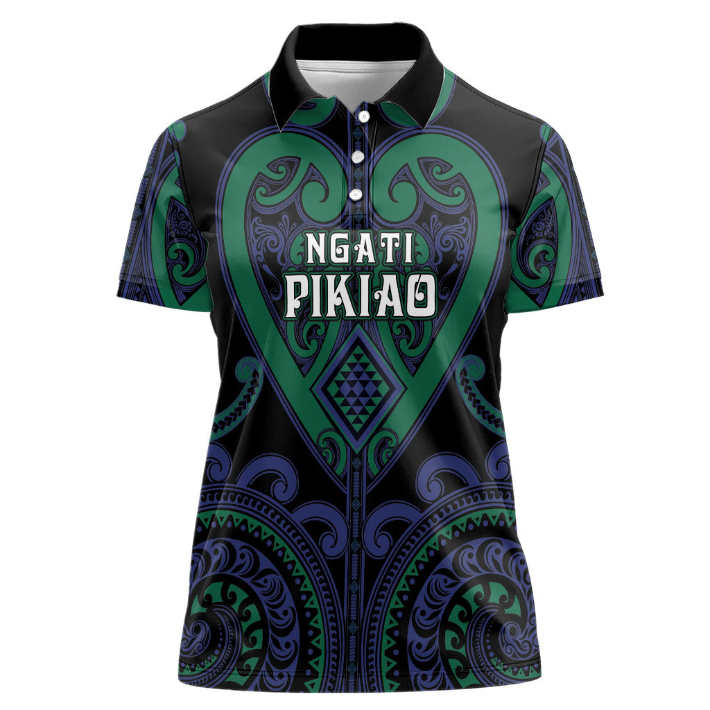 Custom Aotearoa Ngati Pikiao Women Polo Shirt Maori Tribal Pattern LT05 Female Green - Polynesian Pride