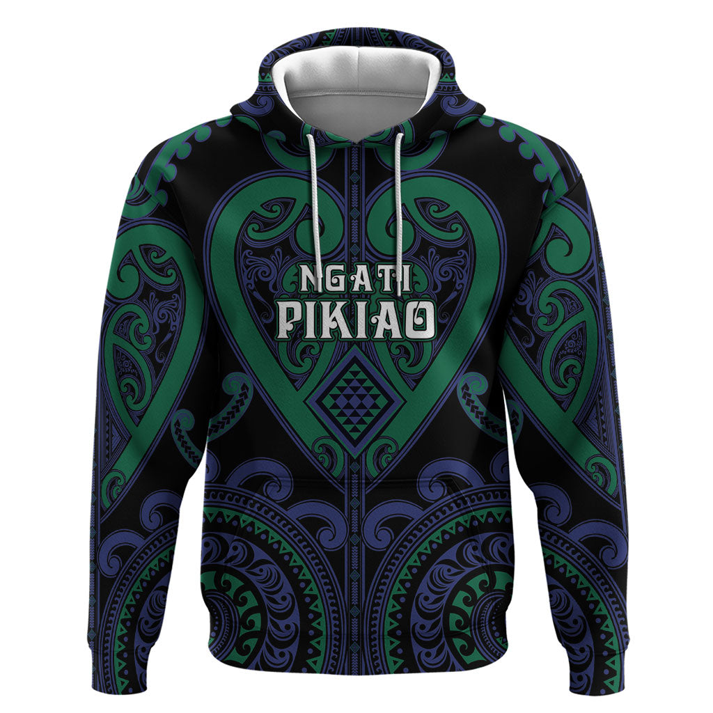 Custom Aotearoa Ngati Pikiao Zip Hoodie Maori Tribal Pattern LT05 Pullover Hoodie Green - Polynesian Pride