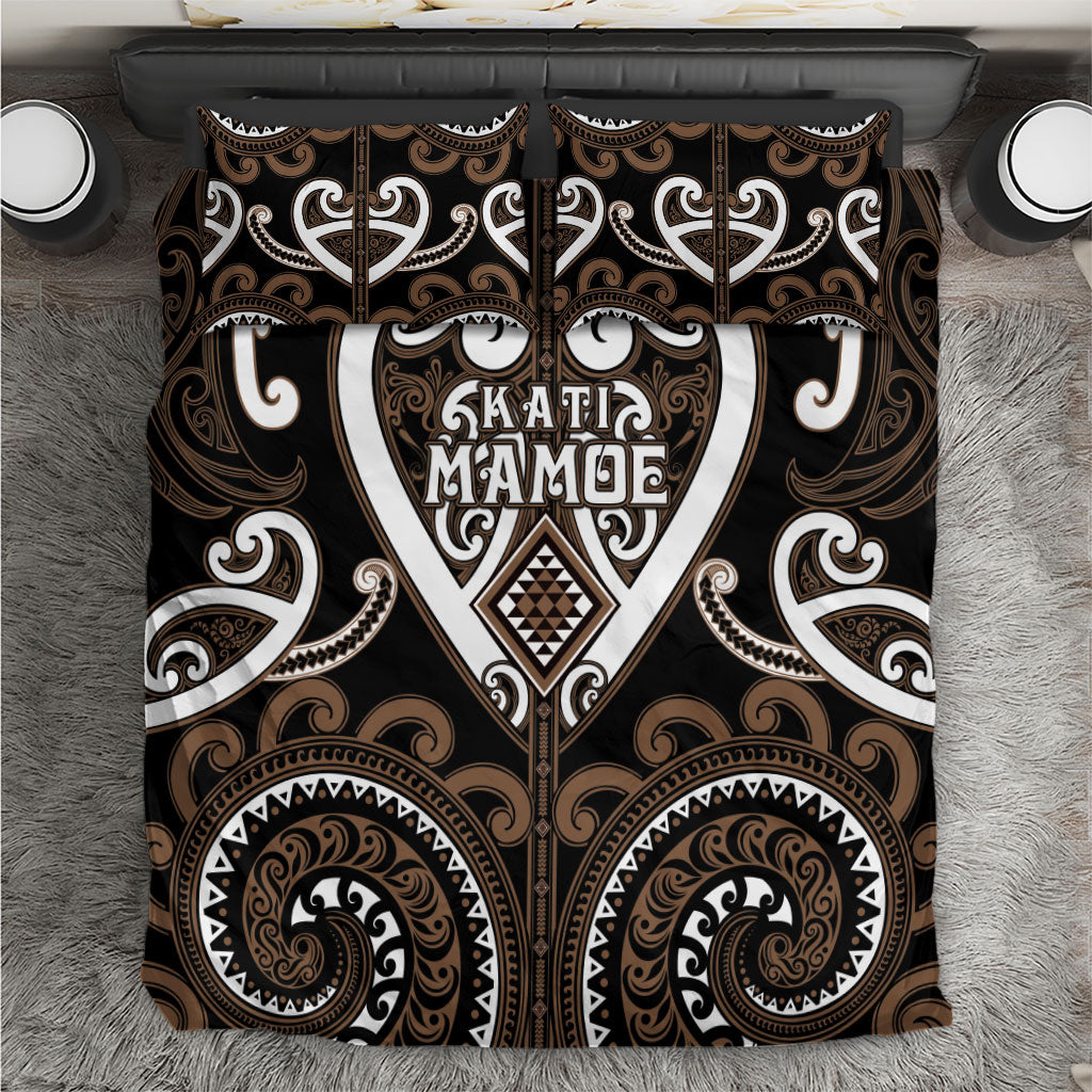 Aotearoa Kati Mamoe Bedding Set Maori Tribal Pattern LT05 Brown - Polynesian Pride