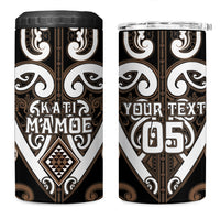Custom Aotearoa Kati Mamoe 4 in 1 Can Cooler Tumbler Maori Tribal Pattern LT05 One Size: 16 oz Brown - Polynesian Pride