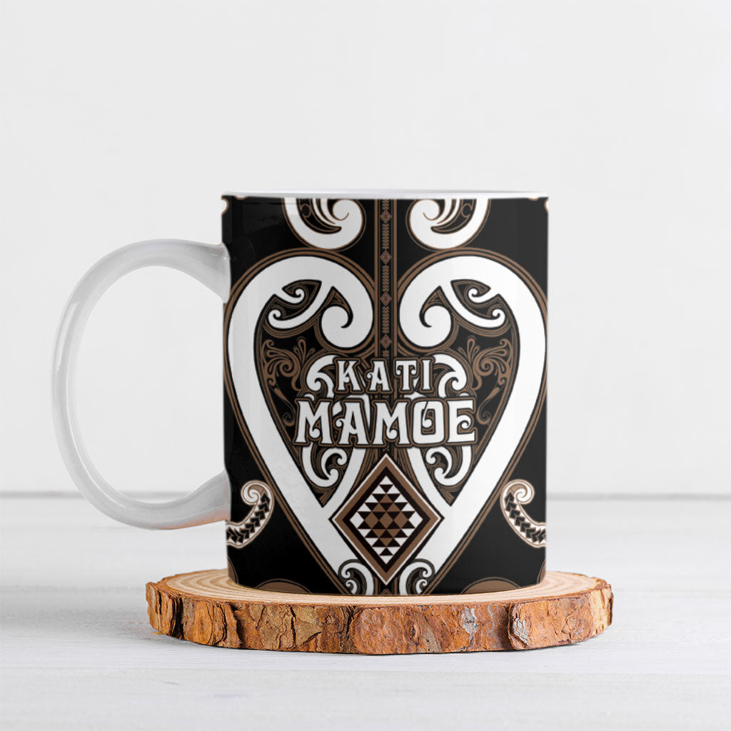 Custom Aotearoa Kati Mamoe Ceramic Mug Maori Tribal Pattern LT05 Brown - Polynesian Pride