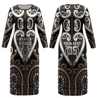 Custom Aotearoa Kati Mamoe Couples Matching Long Sleeve Bodycon Dress and Long Sleeve Button Shirt Maori Tribal Pattern LT05 - Polynesian Pride