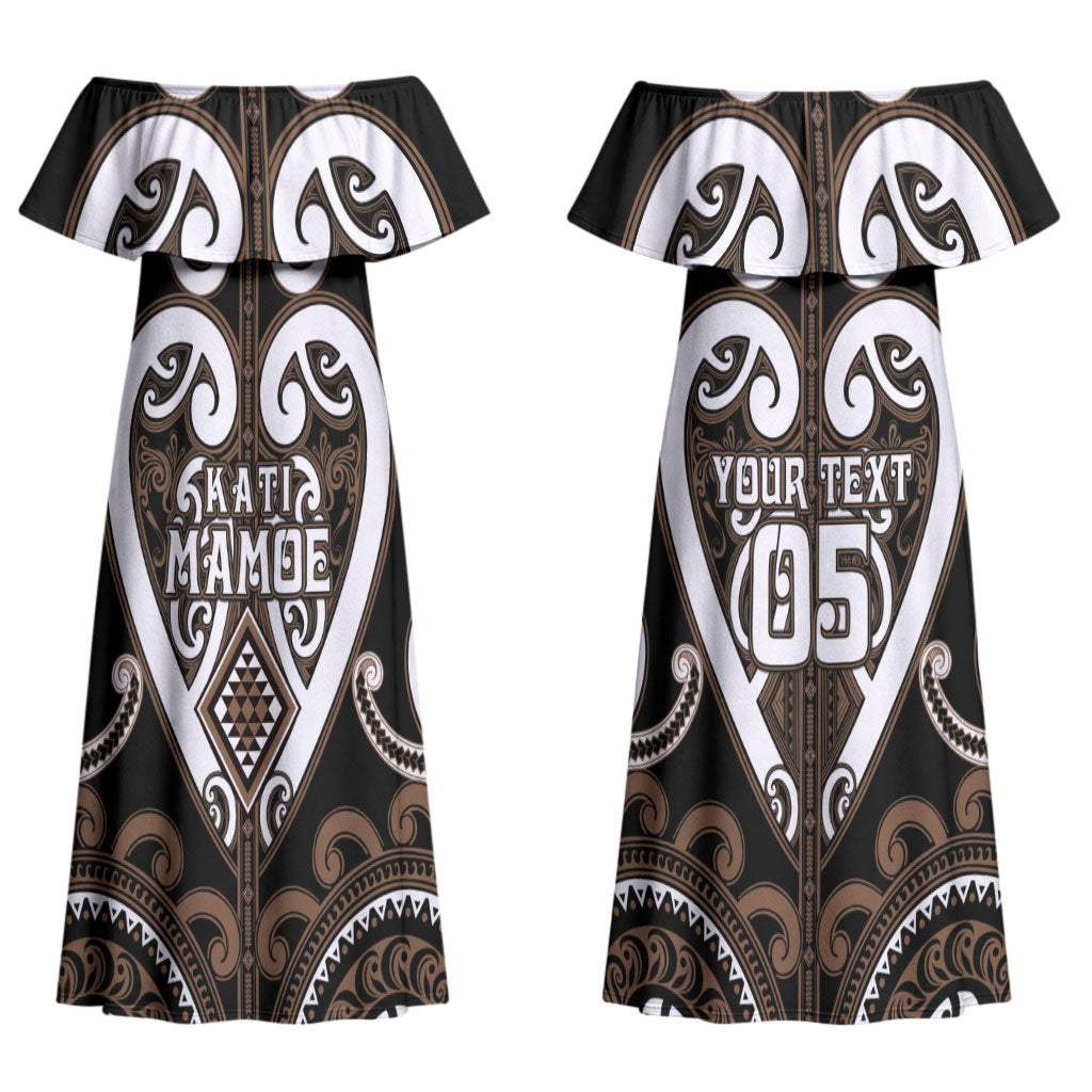 Custom Aotearoa Kati Mamoe Couples Matching Off Shoulder Maxi Dress and Hawaiian Shirt Maori Tribal Pattern LT05 - Polynesian Pride