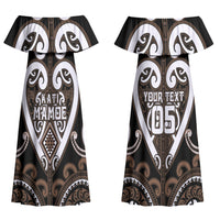 Custom Aotearoa Kati Mamoe Couples Matching Off Shoulder Maxi Dress and Hawaiian Shirt Maori Tribal Pattern LT05 - Polynesian Pride