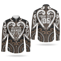 Custom Aotearoa Kati Mamoe Couples Matching Puletasi and Long Sleeve Button Shirt Maori Tribal Pattern LT05 - Polynesian Pride