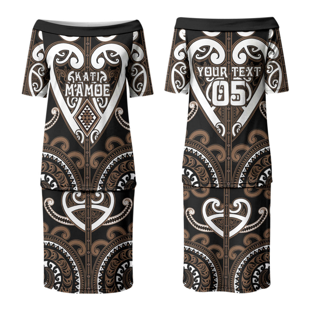 Custom Aotearoa Kati Mamoe Couples Matching Puletasi and Long Sleeve Button Shirt Maori Tribal Pattern LT05 - Polynesian Pride