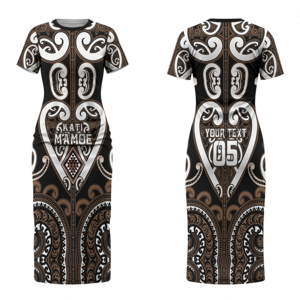Custom Aotearoa Kati Mamoe Couples Matching Short Sleeve Bodycon Dress and Hawaiian Shirt Maori Tribal Pattern LT05 - Polynesian Pride