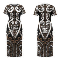 Custom Aotearoa Kati Mamoe Couples Matching Short Sleeve Bodycon Dress and Hawaiian Shirt Maori Tribal Pattern LT05 - Polynesian Pride