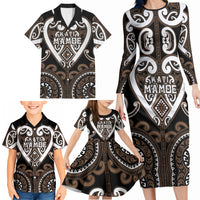 Custom Aotearoa Kati Mamoe Family Matching Long Sleeve Bodycon Dress and Hawaiian Shirt Maori Tribal Pattern LT05 - Polynesian Pride