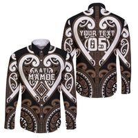 Custom Aotearoa Kati Mamoe Family Matching Long Sleeve Bodycon Dress and Hawaiian Shirt Maori Tribal Pattern LT05 Dad's Shirt - Long Sleeve Brown - Polynesian Pride