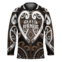 Custom Aotearoa Kati Mamoe Hockey Jersey Maori Tribal Pattern LT05 Unisex Brown - Polynesian Pride