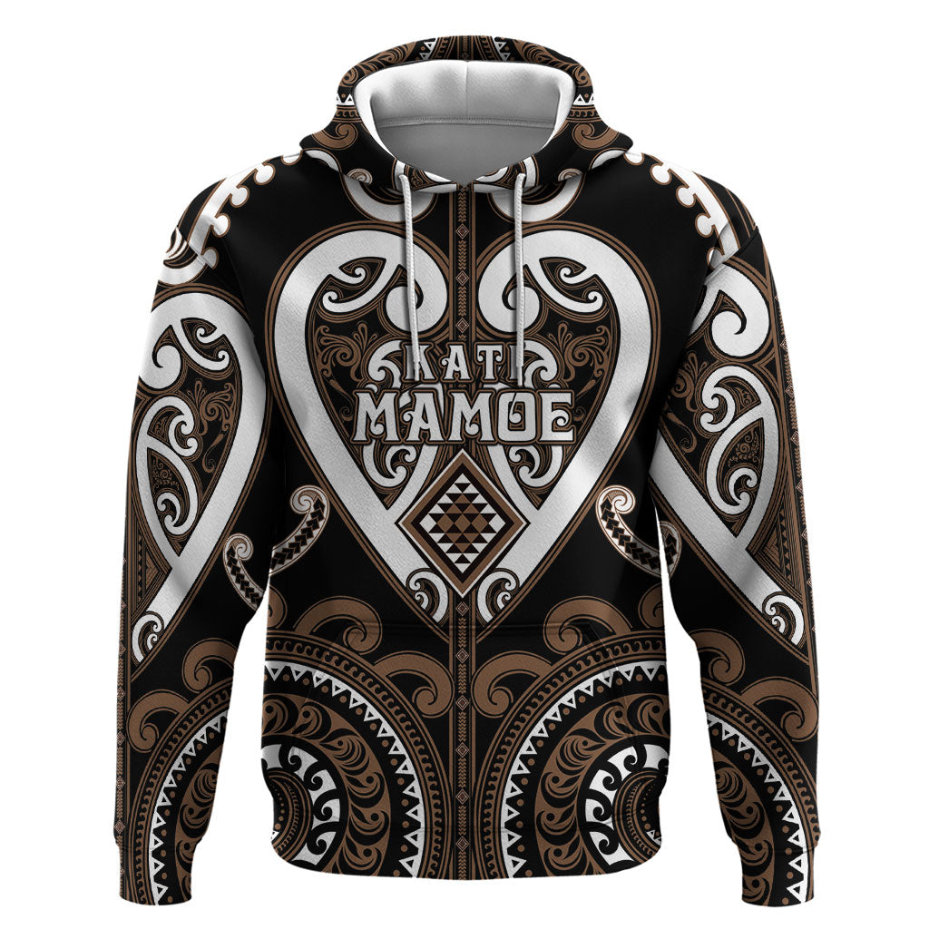 Custom Aotearoa Kati Mamoe Hoodie Maori Tribal Pattern LT05 Pullover Hoodie Brown - Polynesian Pride