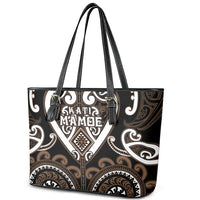 Aotearoa Kati Mamoe Leather Tote Bag Maori Tribal Pattern LT05 - Polynesian Pride
