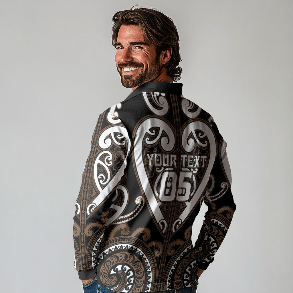 Custom Aotearoa Kati Mamoe Long Sleeve Polo Shirt Maori Tribal Pattern LT05 - Polynesian Pride