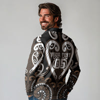 Custom Aotearoa Kati Mamoe Long Sleeve Polo Shirt Maori Tribal Pattern LT05 - Polynesian Pride
