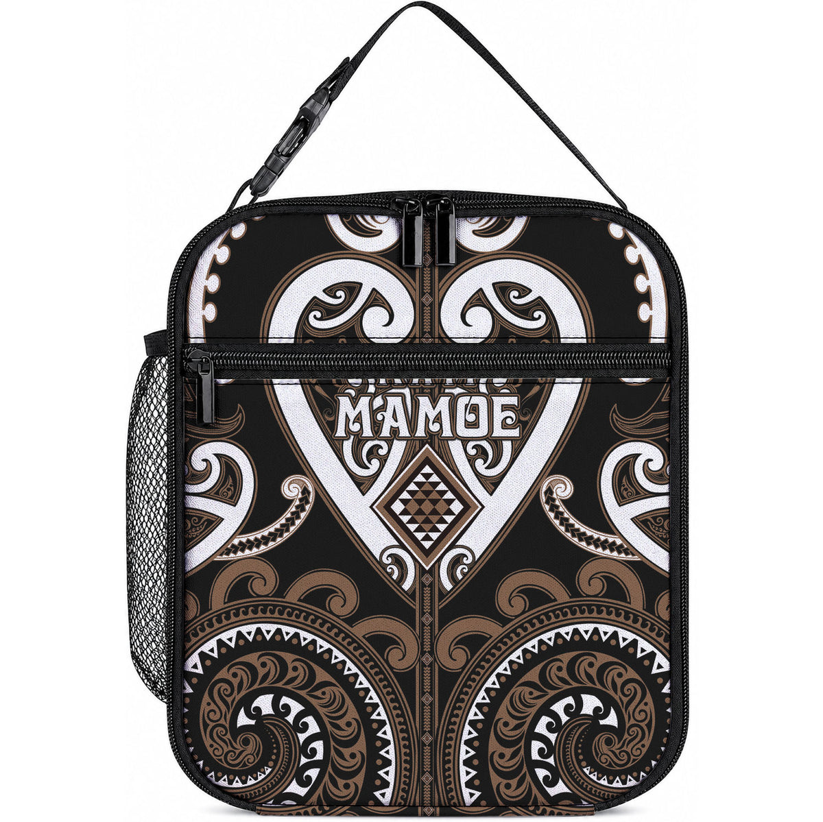 Aotearoa Kati Mamoe Lunch Bag Maori Tribal Pattern LT05 10.2 × 8.3 × 4.3 inch Brown - Polynesian Pride