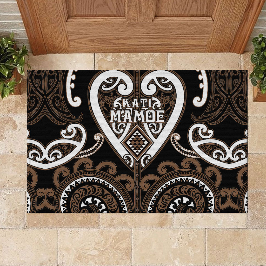 Aotearoa Kati Mamoe Rubber Doormat Maori Tribal Pattern LT05 Brown - Polynesian Pride