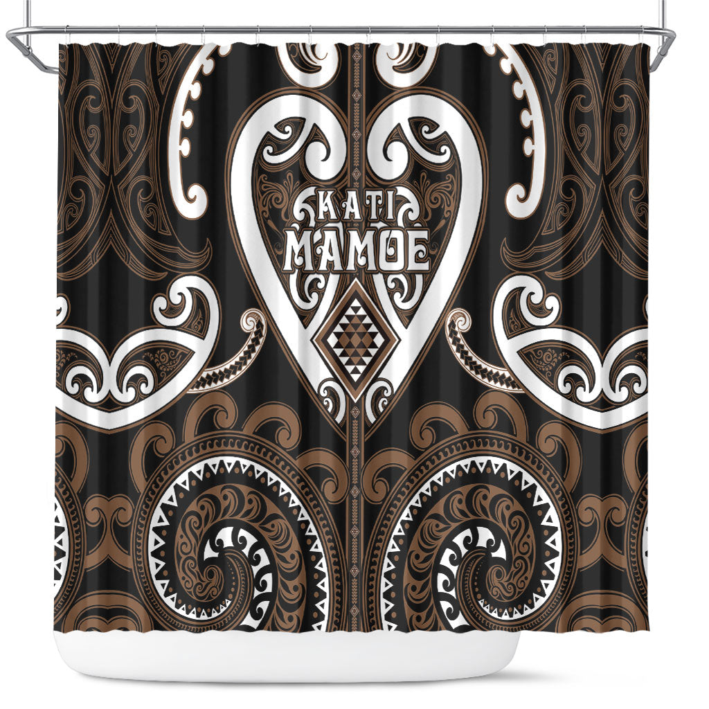 Aotearoa Kati Mamoe Shower Curtain Maori Tribal Pattern LT05 Brown - Polynesian Pride