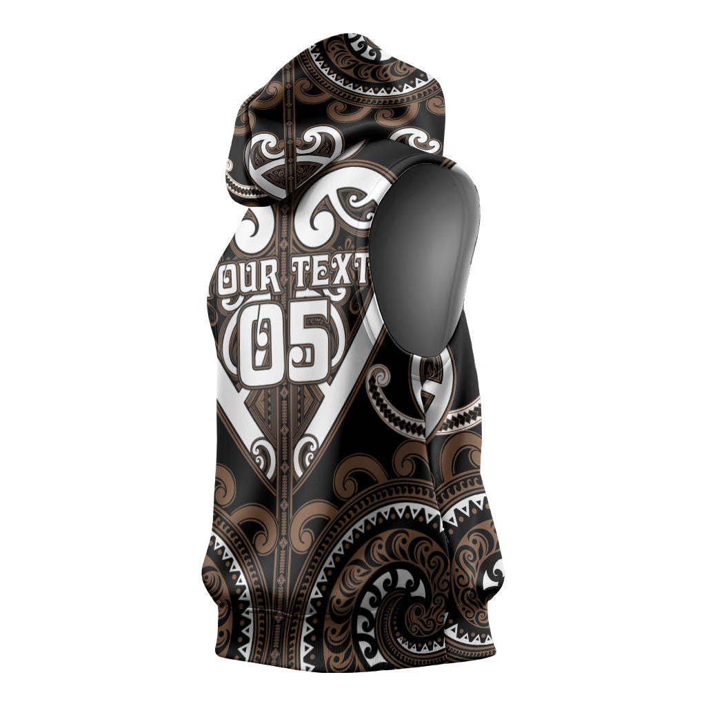 Custom Aotearoa Kati Mamoe Sleeveless Hoodie Maori Tribal Pattern LT05 - Polynesian Pride