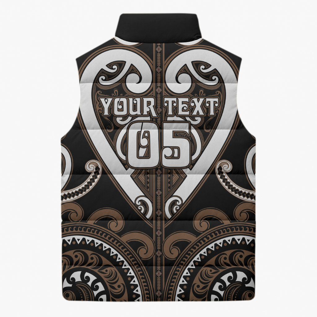 Custom Aotearoa Kati Mamoe Sleeveless Puffer Jacket Maori Tribal Pattern LT05 - Polynesian Pride