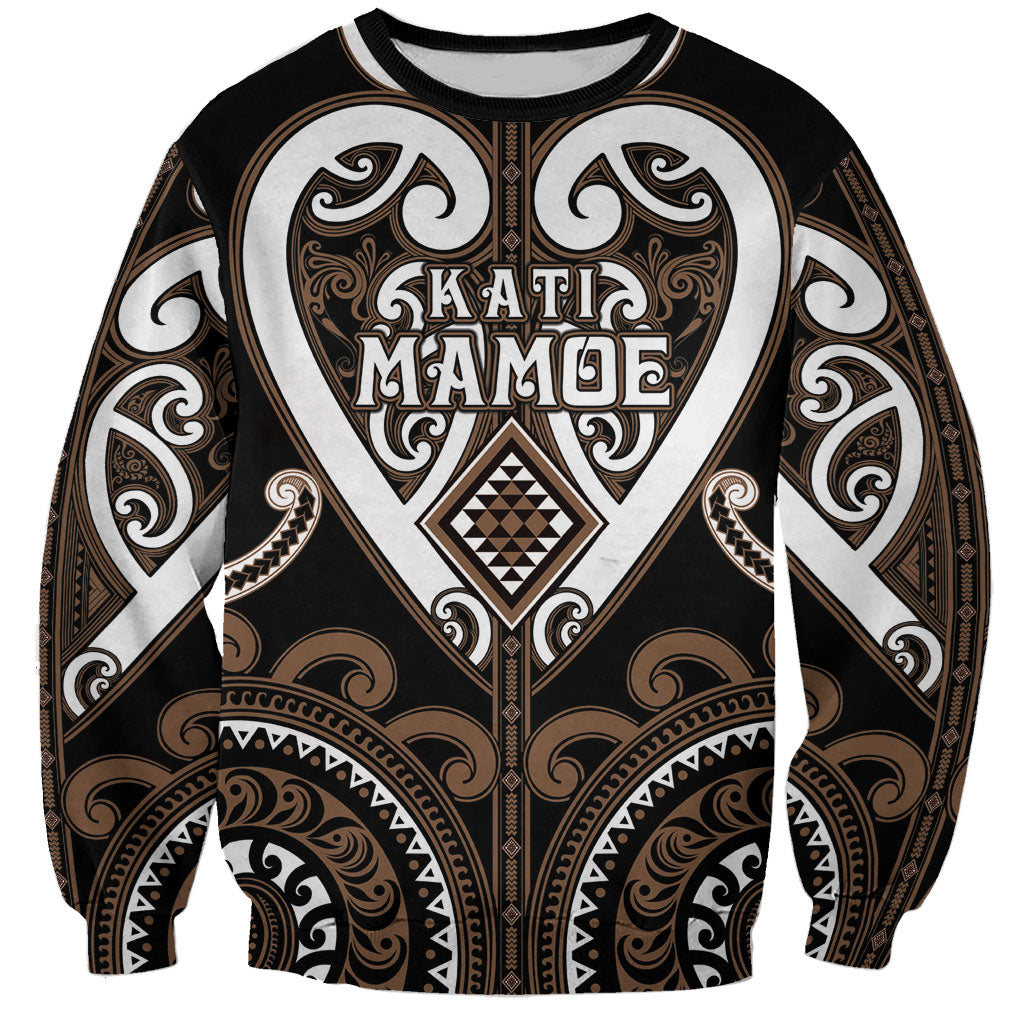 Custom Aotearoa Kati Mamoe Sweatshirt Maori Tribal Pattern LT05 Unisex Brown - Polynesian Pride