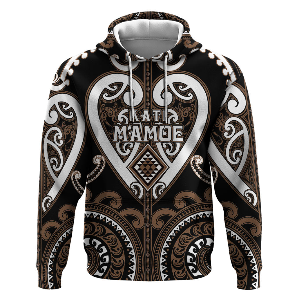 Custom Aotearoa Kati Mamoe Zip Hoodie Maori Tribal Pattern LT05 Pullover Hoodie Brown - Polynesian Pride