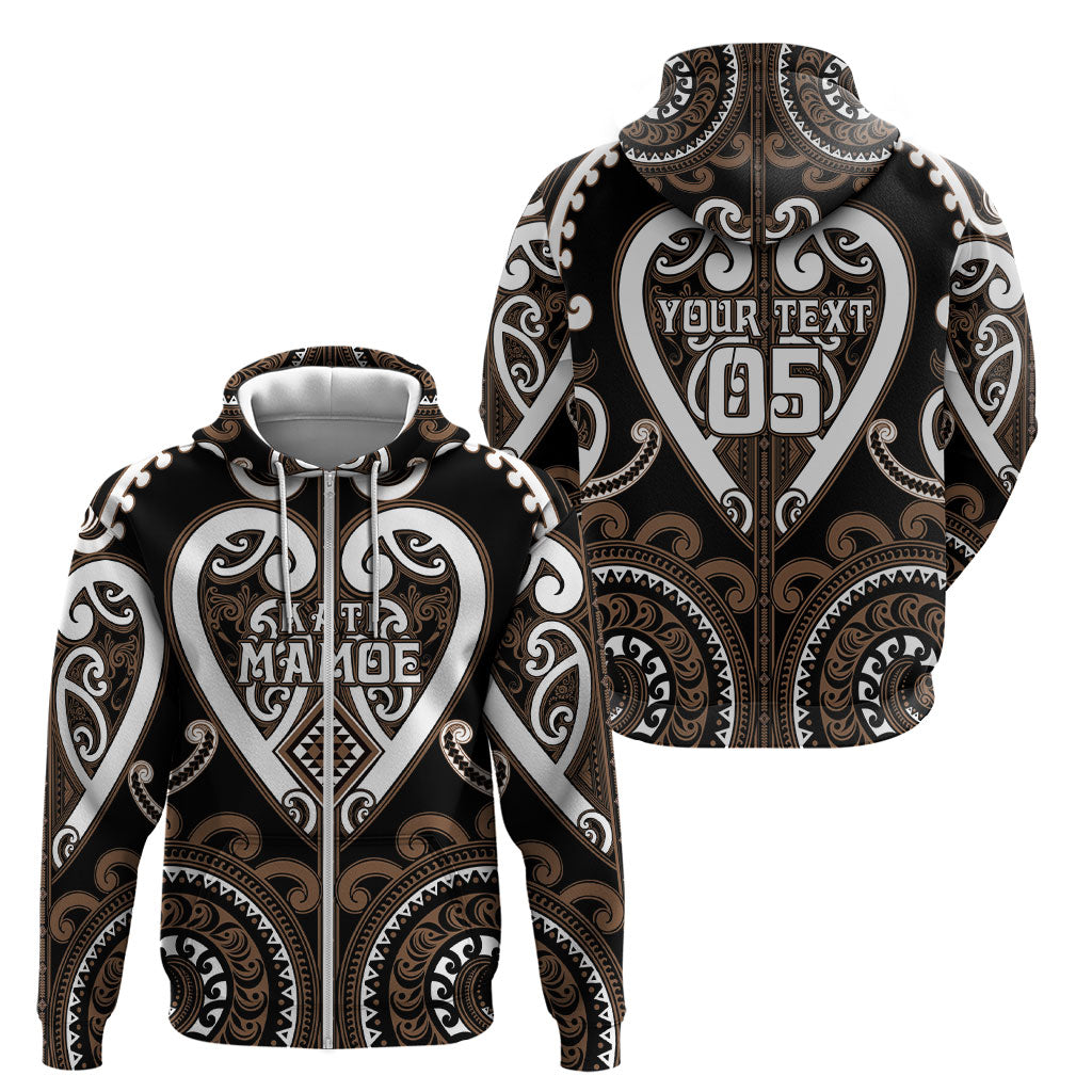 Custom Aotearoa Kati Mamoe Zip Hoodie Maori Tribal Pattern LT05 - Polynesian Pride