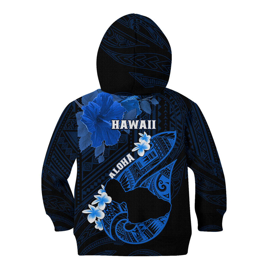 Hawaii Maui Kid Hoodie Polynesian Fish Hook Hibiscus Blue Version LT05 - Polynesian Pride