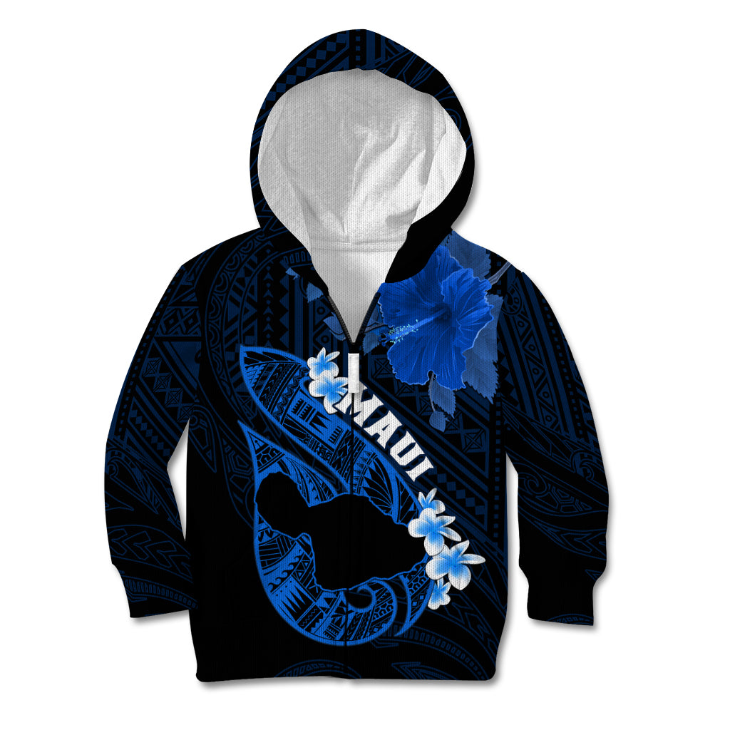 Hawaii Maui Kid Hoodie Polynesian Fish Hook Hibiscus Blue Version LT05 - Polynesian Pride