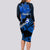 Hawaii Maui Long Sleeve Bodycon Dress Polynesian Fish Hook Hibiscus Blue Version LT05 - Polynesian Pride