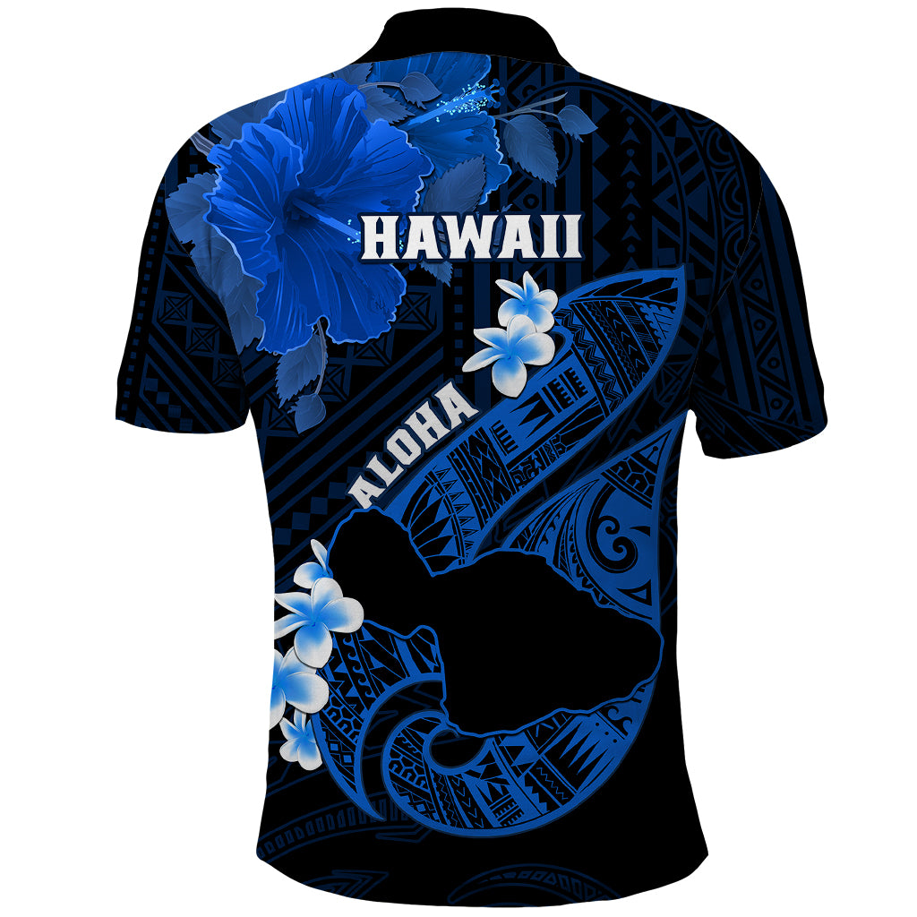 Hawaii Maui Polo Shirt Polynesian Fish Hook Hibiscus Blue Version LT05 - Polynesian Pride