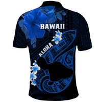 Hawaii Maui Polo Shirt Polynesian Fish Hook Hibiscus Blue Version LT05 - Polynesian Pride