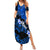 Hawaii Maui Summer Maxi Dress Polynesian Fish Hook Hibiscus Blue Version LT05 Women Blue - Polynesian Pride