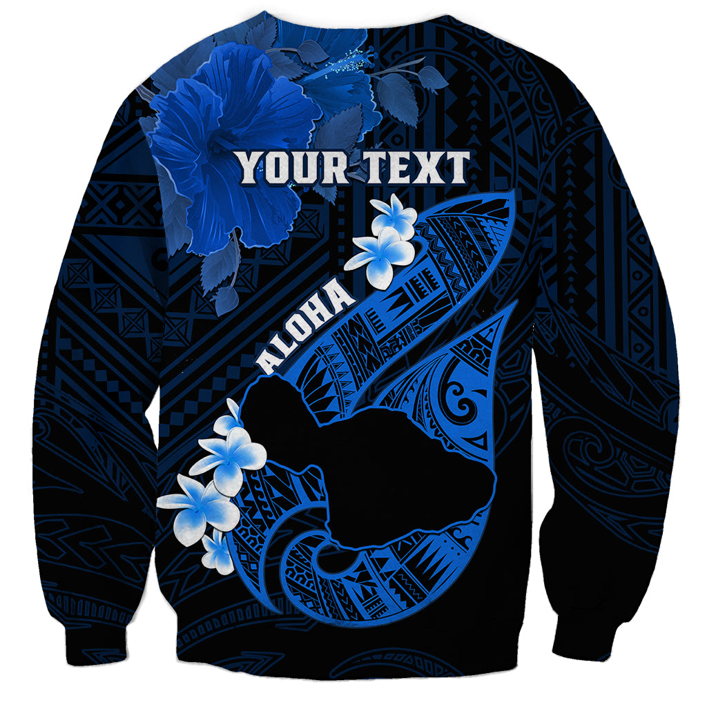 Personalized Hawaii Maui Sweatshirt Polynesian Fish Hook Hibiscus Blue Version LT05 - Polynesian Pride