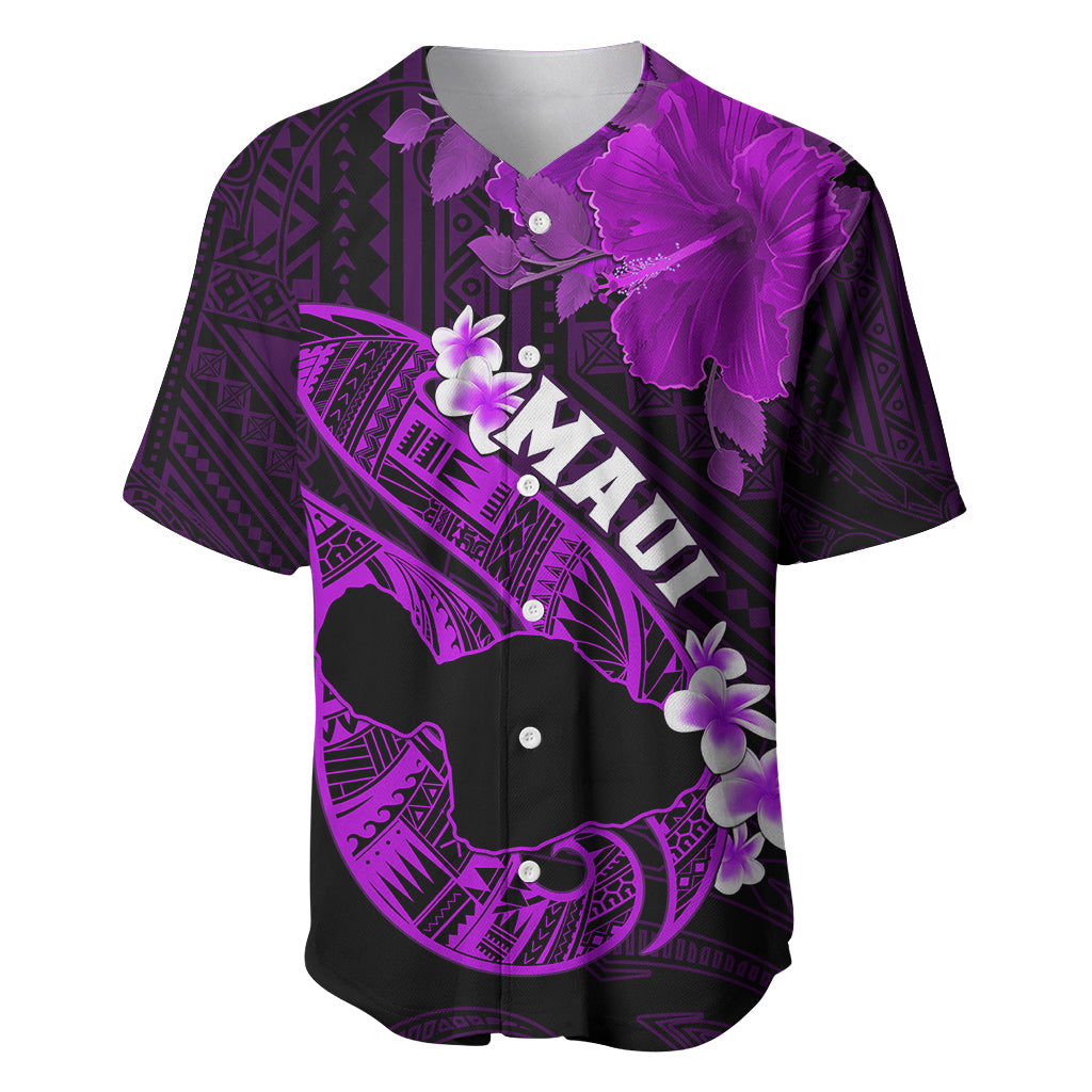 Hawaii Maui Baseball Jersey Polynesian Fish Hook Hibiscus Purple Version LT05 Purple - Polynesian Pride