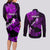 Hawaii Maui Couples Matching Long Sleeve Bodycon Dress and Long Sleeve Button Shirts Polynesian Fish Hook Hibiscus Purple Version LT05 - Polynesian Pride